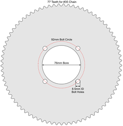 77 Tooth Sprocket for #35 Chain with R76-8 Mounting Pattern 