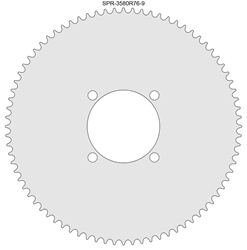 80 Tooth Sprocket for #35 Chain with R76-9 Mounting Pattern 