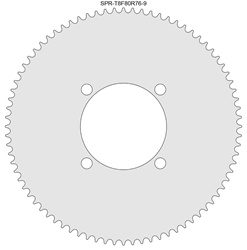 80 Tooth Sprocket for T8F (8mm) Chain with R76-9 Mounting Pattern 