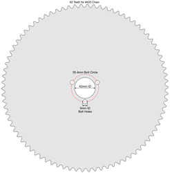 82 Tooth Sprocket for #420 Chain with Custom Mounting Pattern 