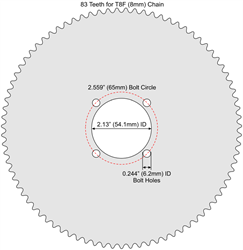 83 Tooth Sprocket for T8F (8mm) Chain with F4 Mounting Pattern 