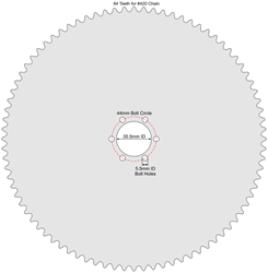 84 Tooth Sprocket for #41 and #420 Chain with ISO Mounting Pattern 