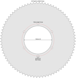 85 Tooth Sprocket for #41 and #420 Chain with Custom Mounting Pattern 