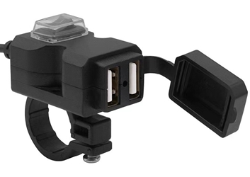 9-90 Volt Input Handlebar Mount Dual USB Outlet with Switch 