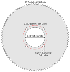 90 Tooth Sprocket for #25 Chain with F4 Mounting Pattern 