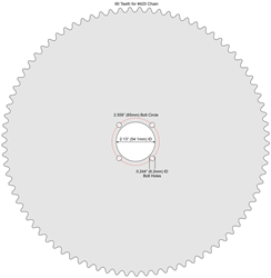 90 Tooth Sprocket for #41 and #420 Chain with F4 Mounting Pattern 