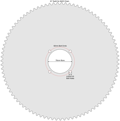 91 Tooth Sprocket for #420 Chain with R76-8 Mounting Pattern 