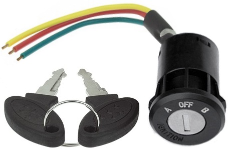 A-Off-B 3 Wire 3 Position Key Switch with Black Plastic Body SWT-341 