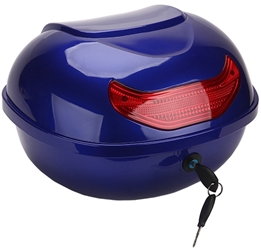 Blue Rear Locking Trunk for Electric Scooters, Mopeds, and Bikes 