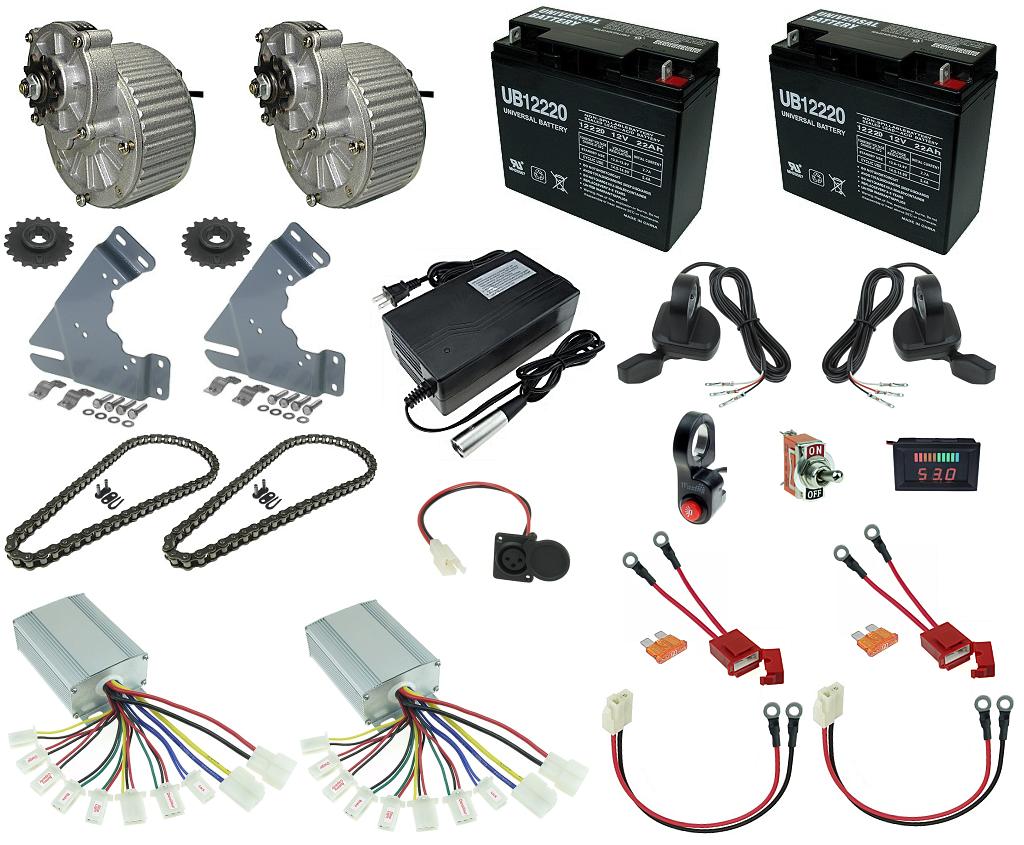 Dual Motor 24 Volt 450 Watt Electric Beach Cart Power Kit with Reverse 