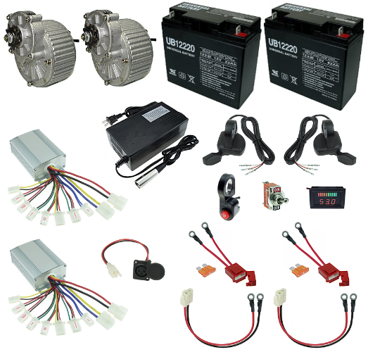 Dual Motor 24 Volt 450 Watt Electric Beach Cart Power Kit with Reverse 