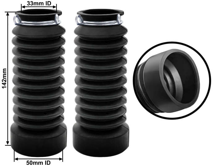 Front Fork Shock Absorber Boot Rubber Covers for Electric Scooters and Bikes, 33mm 