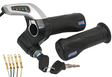 Full Length Twist Throttle with 48 Volt Power Meter and Key Switch 