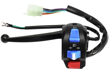 Full-Size Street Scooter Handlebar Mount Left Brake Lever with Switch for High and Low Beams, Turn Signals, and Horn 