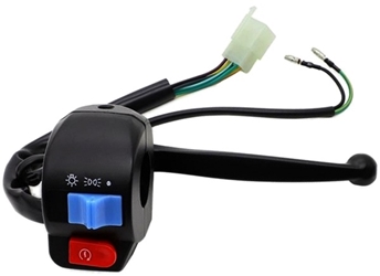 Full-Size Street Scooter Handlebar Mount Right Brake Lever with Switch for High and Low Beams, Turn Signals, and Horn 