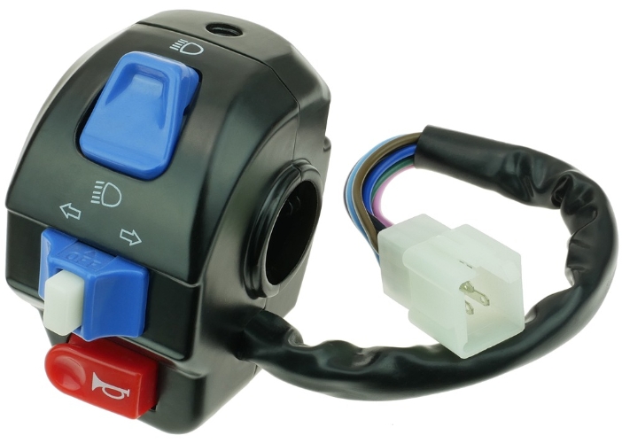 Full-Size Street Scooter Handlebar Mount Switch for High and Low Beams, Turn Signals, and Horn 