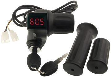 Half Length Twist Throttle with Key Switch, 0-99 Volt Red LED Power Meter, and Grips 