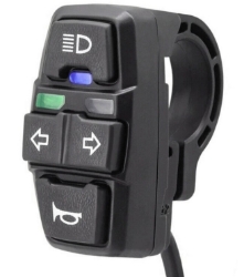 Handlebar Mount Switch Cluster with Indicator Lights for Turn Signals, Lights, and Horn 