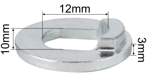 Hub Motor Torque Washer for 12mm Axle, Type A, 3mm Thick 