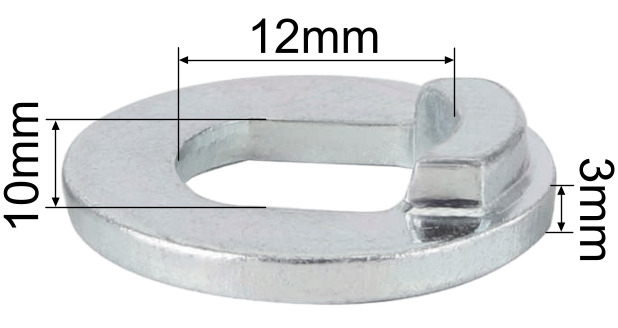 Hub Motor Torque Washer for 12mm Axle, Type A, 3mm Thick 