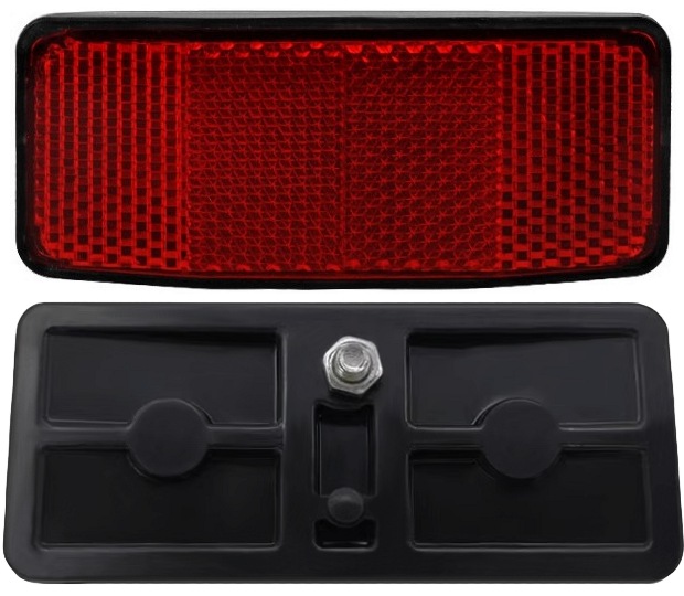 Rear Red Bracket Mount Wide Safety Reflector with One Stud and One Pin 