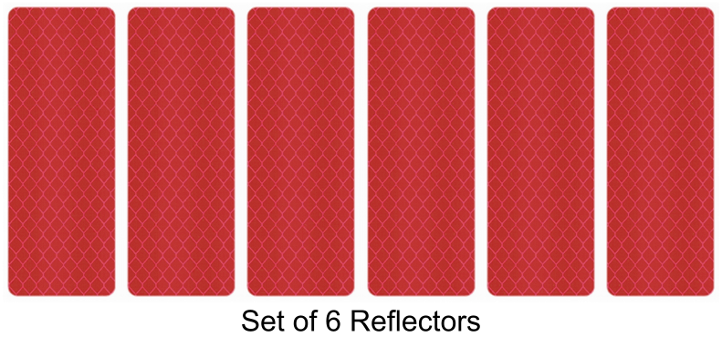 Red Light Blinking Sticker Set of 6 Red Peel and Stick Safety Reflector Stickers #REF-500
