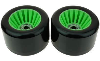 Set of Two Green Wheels for Fuzion Carbon Pro, Cobalt, NX, and Spencer Hawk H4 Kick Scooters 