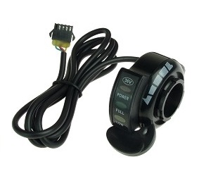 Thumb Throttle with 5-Wire Connector and Battery Level Indicator for 24 Volt eZip, IZIP, Schwinn, Mongoose, and GT Electric Scooters 