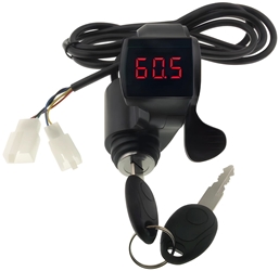 Thumb Throttle with Key Switch and 0-99 Volt Red LED Power Meter 