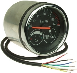 Round Speedometer with Battery Meter, Turn Signal Indicator, and Headlight Indicator 