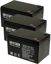 Three Quantity 12 Volt 12 Ah Batteries with 12 Month Warranty (Price Includes $24.95 USPS Priority Mail Flat-Rate Shipping Fee) 