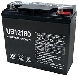 One Quantity 12 Volt 18 Ah Battery with Bolt Down Connectors, Includes 12 Month Warranty (Price Includes $14.95 USPS Priority Mail Flat-Rate Shipping Fee) 