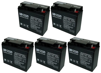 Five Quantity 12 Volt 22 Ah/Amp Hour Batteries with 12 Month Warranty 