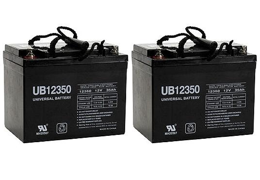 Two 12 Volt 35 Ah/Amp hour Electric Scooter Batteries with Bolt Down Posts 