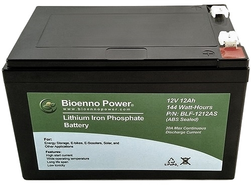12 Volt 12Ah LiFePO4 Electric Scooter or Bike Battery 