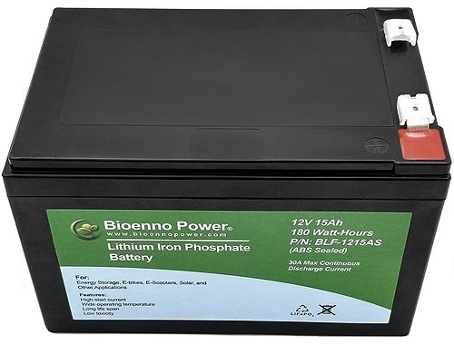 12 Volt 15Ah LiFePO4 Electric Scooter or Bike Battery 