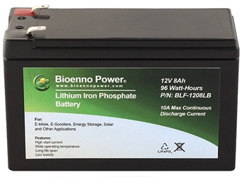 12 Volt 8Ah LiFePO4 Electric Scooter or Bike Battery 