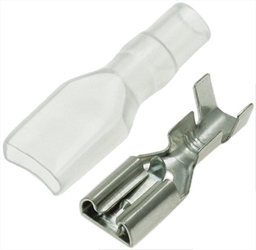 1/4" Tab Terminal Female Connector with Clear Sleeve for 14-12 Gauge Wire 