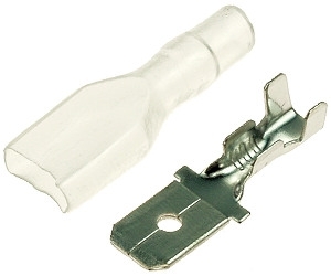 1/4" Tab Terminal Male Connector with Clear Sleeve for 14-12 Gauge Wire 