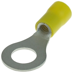 Yellow Insulated 5/16" Ring Terminal Connector for 12-10 Gauge Wire 