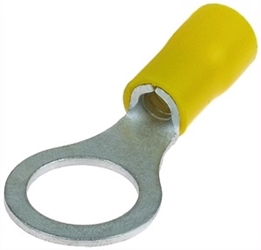 Yellow Insulated 3/8" Ring Terminal Connector for 12-10 Gauge Wire 
