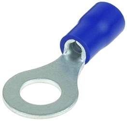 Blue Insulated 1/4" Ring Terminal Connector for 16-14 Gauge Wire 