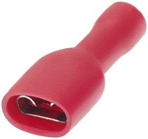 Red Fully Insulated 1/4" Tab Terminal Female Connector for 22-18 Gauge Wire 