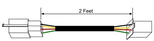 2 Foot Length 4 Terminal Throttle Extension Cable 