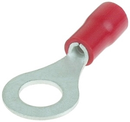 Red Insulated 1/4" Ring Terminal Connector for 22-18 Gauge Wire 