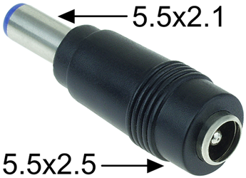 5.5mm x 2.5mm to 5.5mm x 2.1mm Coaxial Charger Plug Adapter 