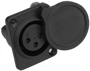 3 Pin Black Nylon XLR Charger Port with Cover 