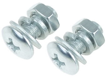 Set of Two 5mm x 12mm Metric Machine Screws with Flat Washers, Lock Washers, and Nuts 