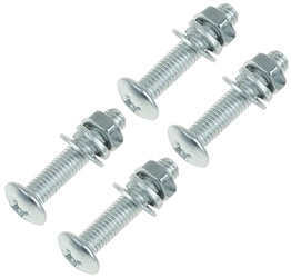 Set of Four 6mm x 25mm Metric Machine Screws with Flat Washers, Lock Washers, and Nuts 