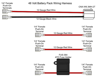 Battery Wiring Harness for 48 Volt Electric Scooters 